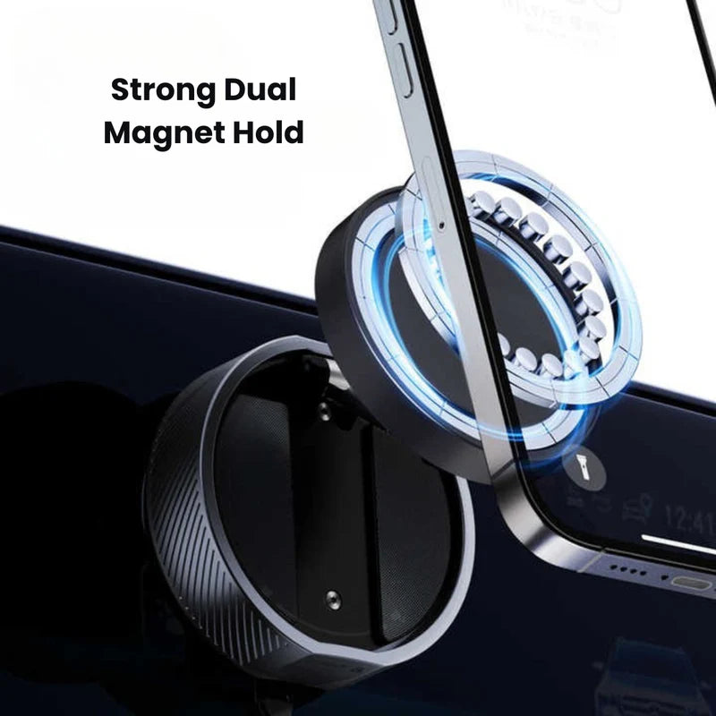 Grip Pro – Dual Vacuum & Magnetic Car Mount Holder Includes 2 magnetic rings