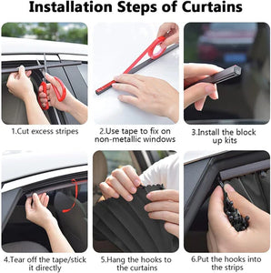 Magnetic Car Side Window Sunshade Curtains | Removable Privacy & Heat Protection set of 4